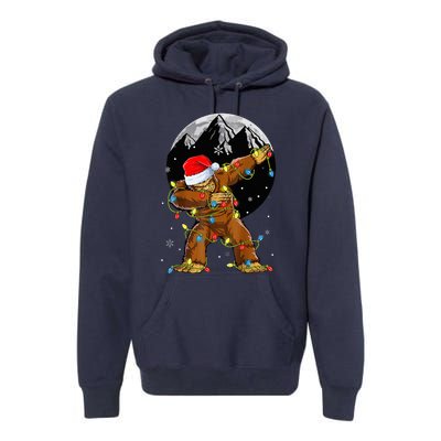 Bigfoot Santa Christmas Tree Lights Xmas Sasquatch Premium Hoodie