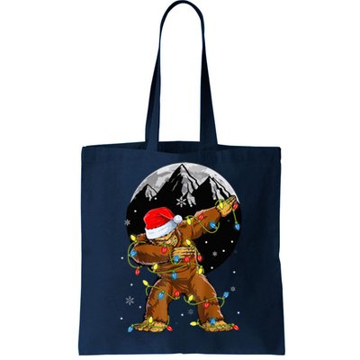 Bigfoot Santa Christmas Tree Lights Xmas Sasquatch Tote Bag