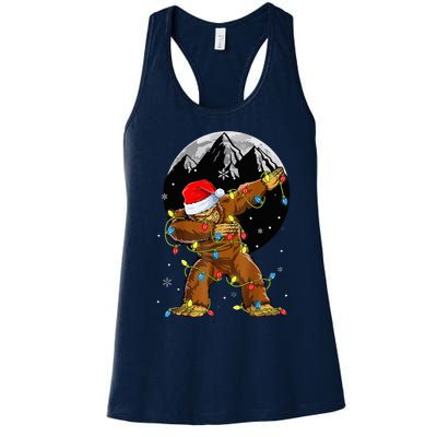 Bigfoot Santa Christmas Tree Lights Xmas Sasquatch Women's Racerback Tank