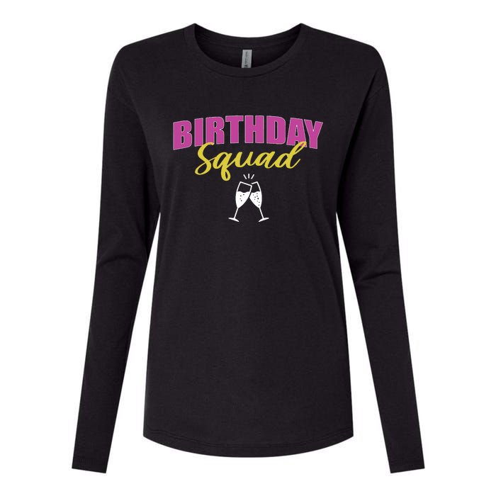 Birthday Squad Champagne Toast Womens Cotton Relaxed Long Sleeve T-Shirt