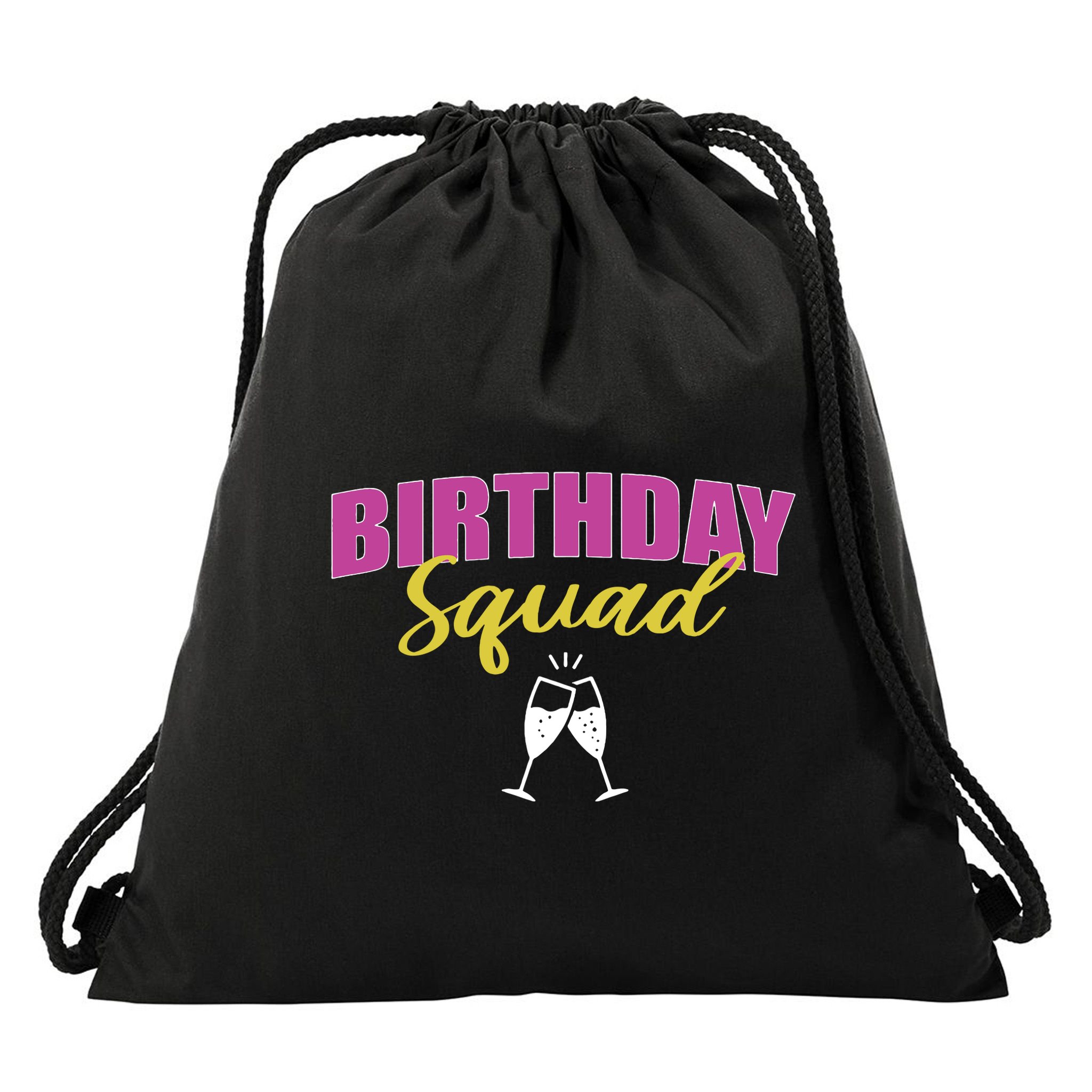 Birthday Squad Champagne Toast Drawstring Bag
