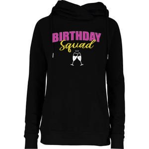 Birthday Squad Champagne Toast Womens Funnel Neck Pullover Hood