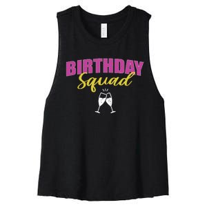 Birthday Squad Champagne Toast Women's Racerback Cropped Tank