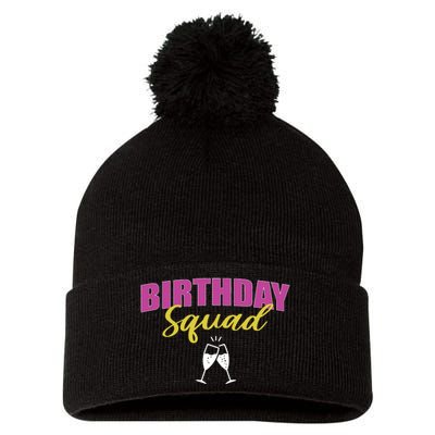 Birthday Squad Champagne Toast Pom Pom 12in Knit Beanie