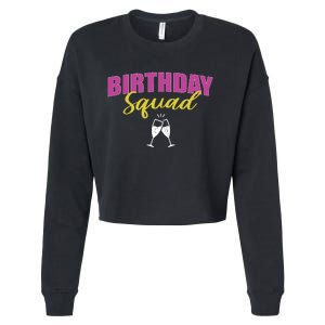 Birthday Squad Champagne Toast Cropped Pullover Crew