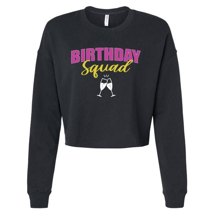 Birthday Squad Champagne Toast Cropped Pullover Crew