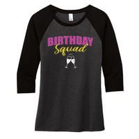 Birthday Squad Champagne Toast Women's Tri-Blend 3/4-Sleeve Raglan Shirt