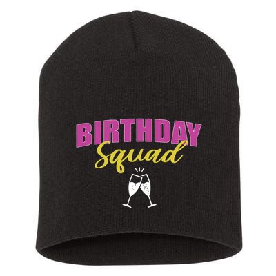 Birthday Squad Champagne Toast Short Acrylic Beanie