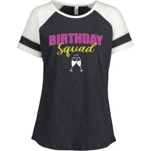 Birthday Squad Champagne Toast Enza Ladies Jersey Colorblock Tee