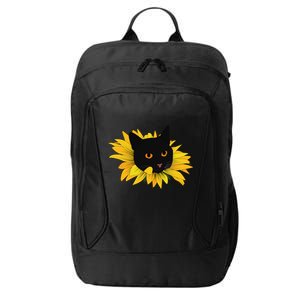 Black Sunflower Cat Cute City Backpack