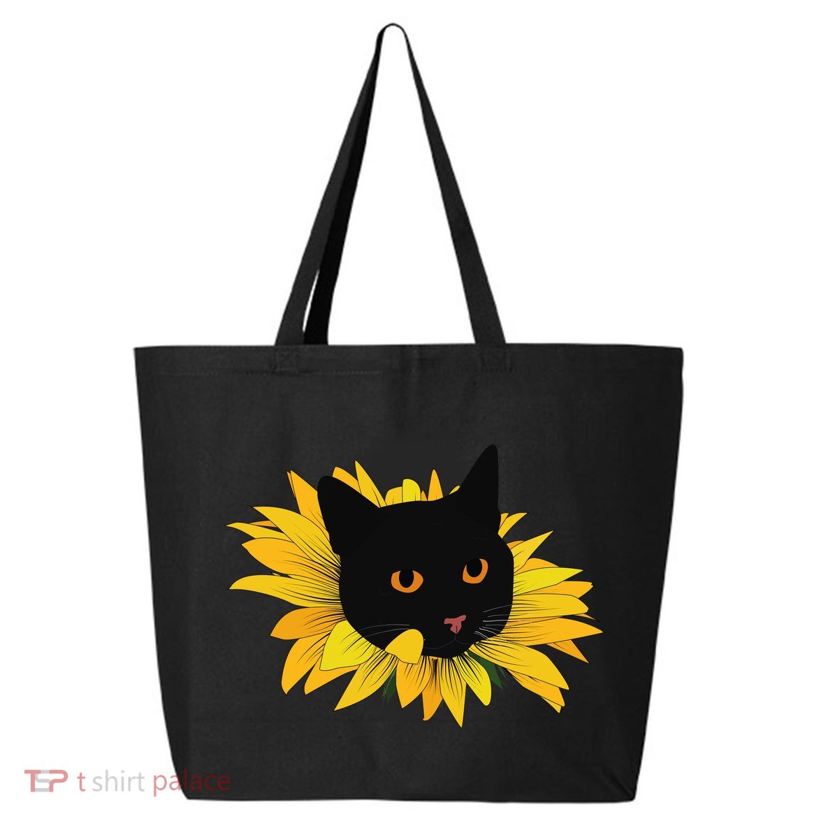 Black Sunflower Cat Cute 25L Jumbo Tote