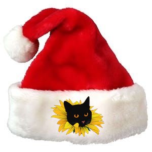 Black Sunflower Cat Cute Premium Christmas Santa Hat