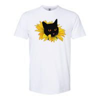 Black Sunflower Cat Cute Softstyle CVC T-Shirt