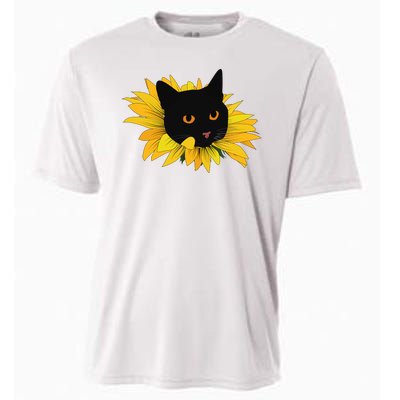 Black Sunflower Cat Cute Cooling Performance Crew T-Shirt