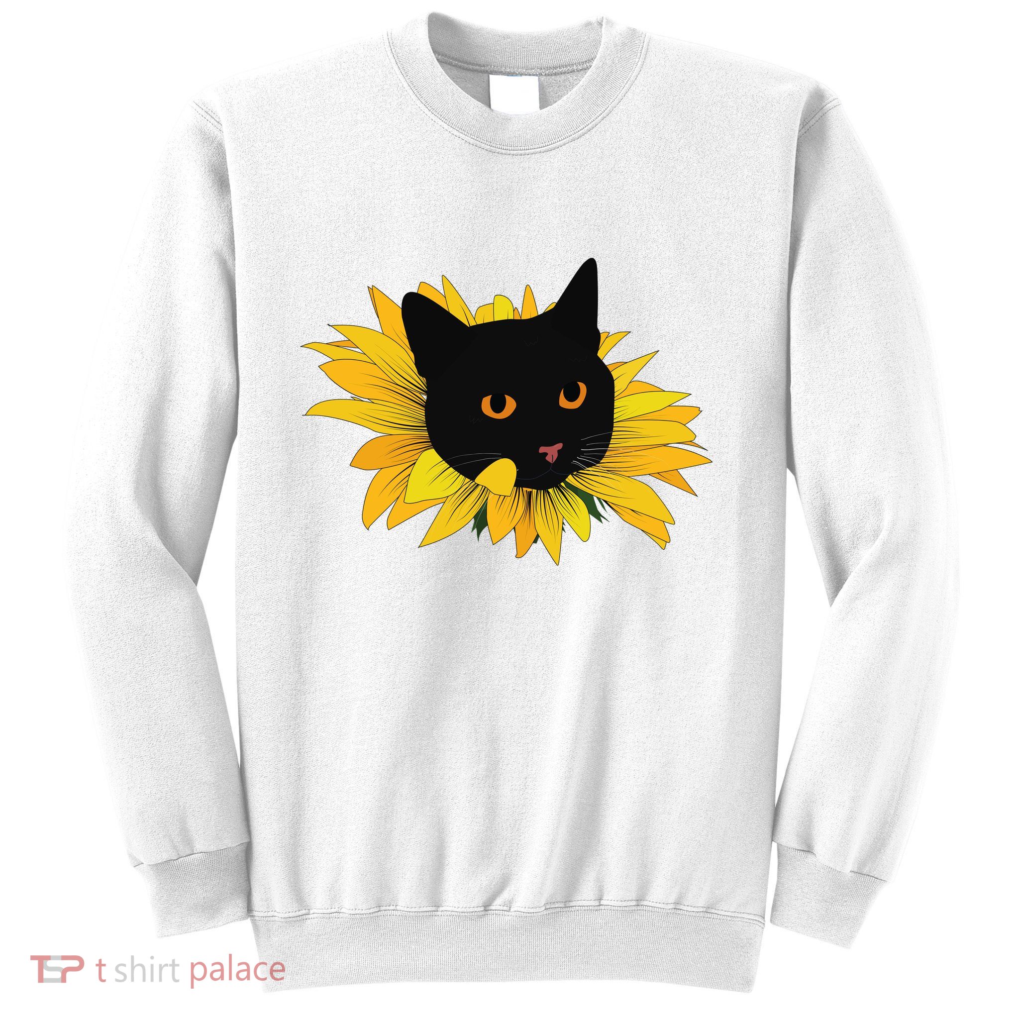 Black Sunflower Cat Cute Sweatshirt