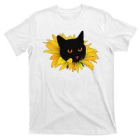 Black Sunflower Cat Cute T-Shirt