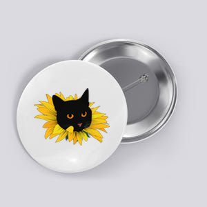 Black Sunflower Cat Cute Button