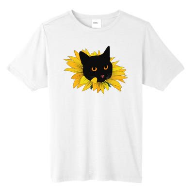 Black Sunflower Cat Cute Tall Fusion ChromaSoft Performance T-Shirt