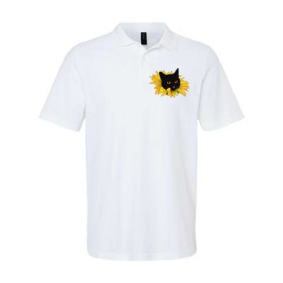 Black Sunflower Cat Cute Softstyle Adult Sport Polo