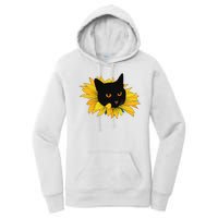 Black Sunflower Cat Cute Women's Pullover Hoodie