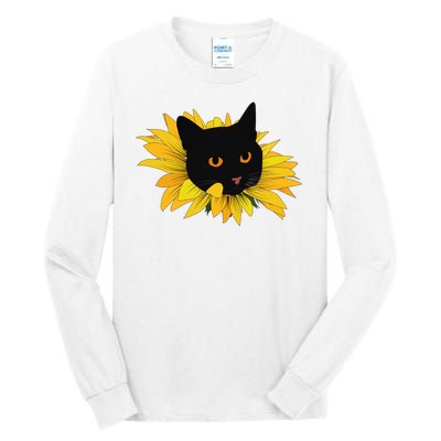 Black Sunflower Cat Cute Tall Long Sleeve T-Shirt