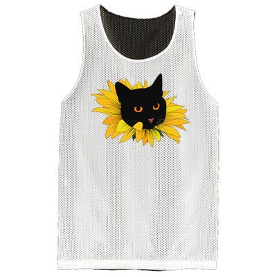 Black Sunflower Cat Cute Mesh Reversible Basketball Jersey Tank