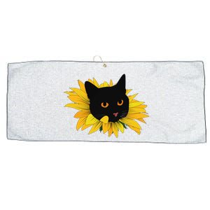 Black Sunflower Cat Cute Large Microfiber Waffle Golf Towel