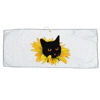 Black Sunflower Cat Cute Large Microfiber Waffle Golf Towel