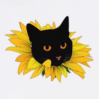 Black Sunflower Cat Cute Cooling Performance Long Sleeve Crew