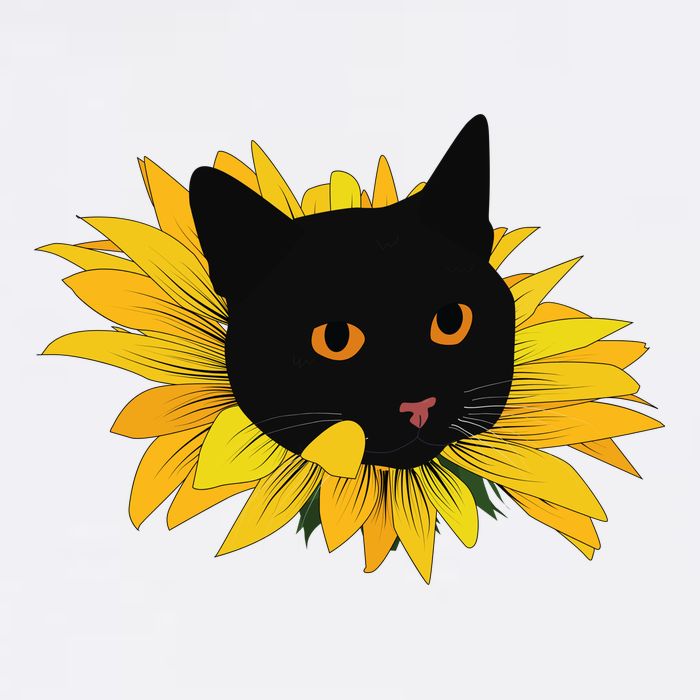Black Sunflower Cat Cute Cooling Performance Long Sleeve Crew