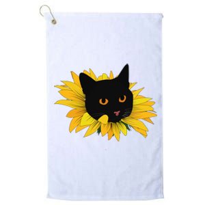 Black Sunflower Cat Cute Platinum Collection Golf Towel