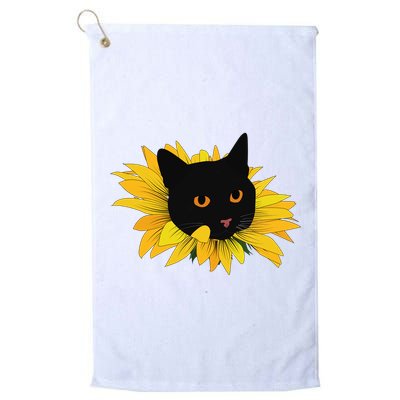 Black Sunflower Cat Cute Golf Towel