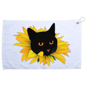 Black Sunflower Cat Cute Grommeted Golf Towel