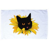 Black Sunflower Cat Cute Microfiber Hand Towel