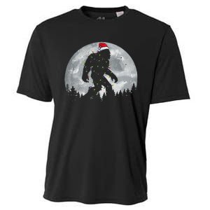 Bigfoot Santa Christmas Tree Lights Funny Xmas Sasquatch Gift Cooling Performance Crew T-Shirt