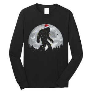 Bigfoot Santa Christmas Tree Lights Funny Xmas Sasquatch Gift Long Sleeve Shirt