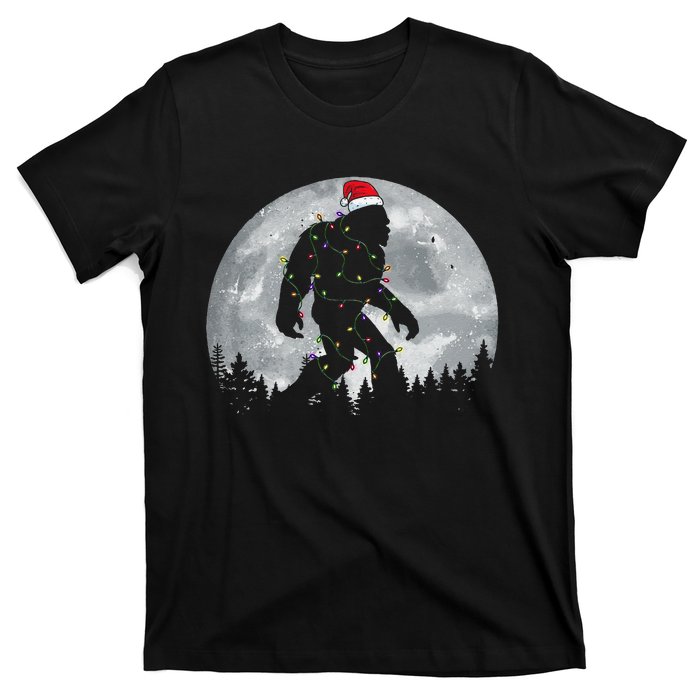 Bigfoot Santa Christmas Tree Lights Funny Xmas Sasquatch Gift T-Shirt