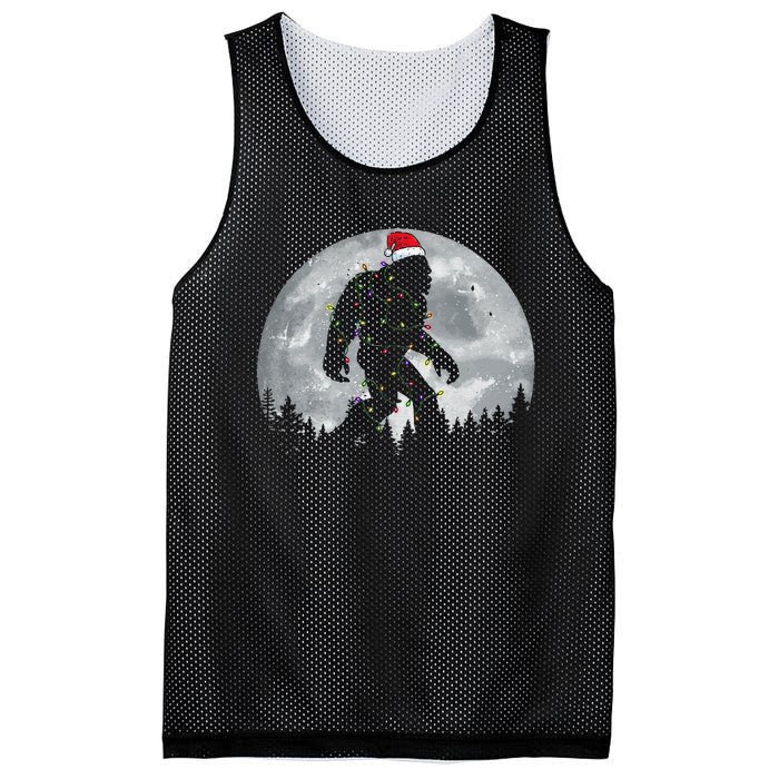 Bigfoot Santa Christmas Tree Lights Funny Xmas Sasquatch Gift Mesh Reversible Basketball Jersey Tank