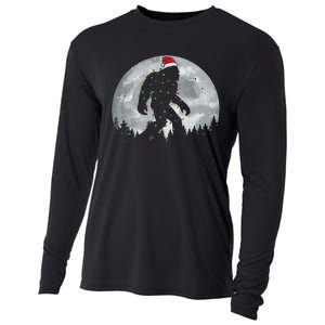 Bigfoot Santa Christmas Tree Lights Funny Xmas Sasquatch Gift Cooling Performance Long Sleeve Crew