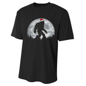 Bigfoot Santa Christmas Tree Lights Funny Xmas Sasquatch Gift Performance Sprint T-Shirt