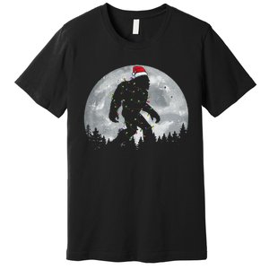 Bigfoot Santa Christmas Tree Lights Funny Xmas Sasquatch Gift Premium T-Shirt