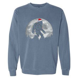 Bigfoot Santa Christmas Tree Lights Funny Xmas Sasquatch Gift Garment-Dyed Sweatshirt