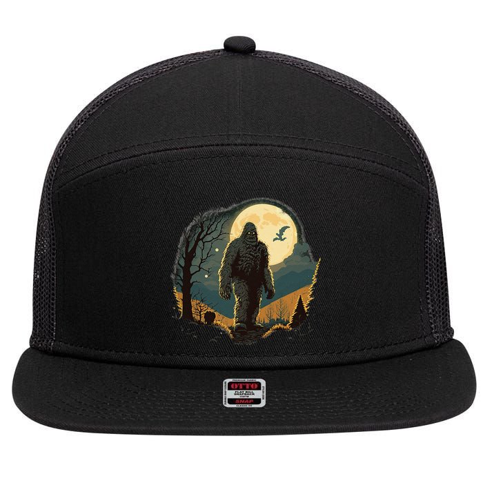 Bigfoot Sasquatch Cool Yeti Halloween 7 Panel Mesh Trucker Snapback Hat