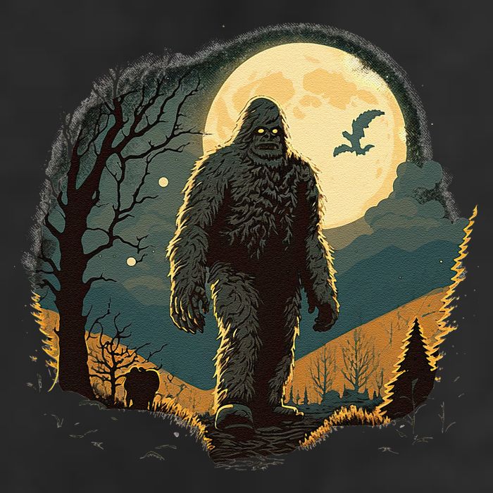 Bigfoot Sasquatch Cool Yeti Halloween 7 Panel Mesh Trucker Snapback Hat
