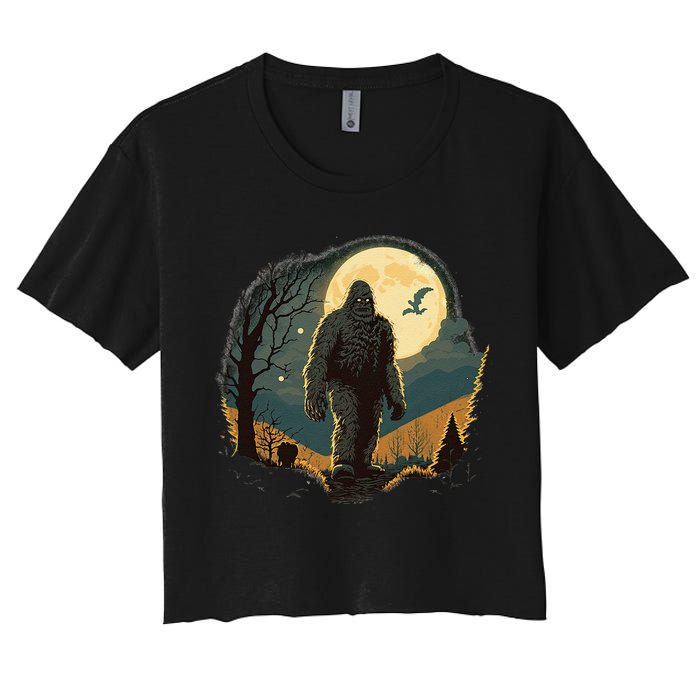 Bigfoot Sasquatch Cool Yeti Halloween Women's Crop Top Tee