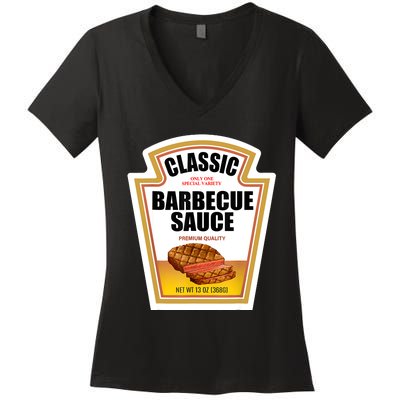 Barbecue Sauce Condiment Group Halloween Costume Women's V-Neck T-Shirt