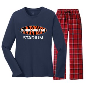 Burrowhead Stadium Cincinnati Football Women's Long Sleeve Flannel Pajama Set 