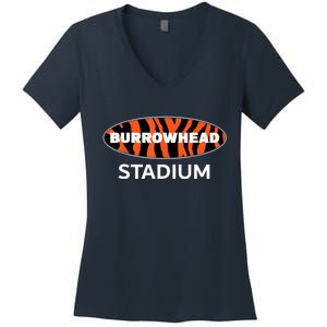 Burrowhead Stadium Cincinnati Football Women's V-Neck T-Shirt