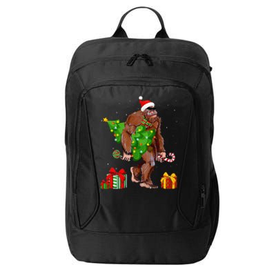 Bigfoot Santa Christmas Tree Lights Funny Xmas Sasquatch  City Backpack