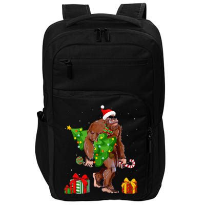 Bigfoot Santa Christmas Tree Lights Funny Xmas Sasquatch  Impact Tech Backpack